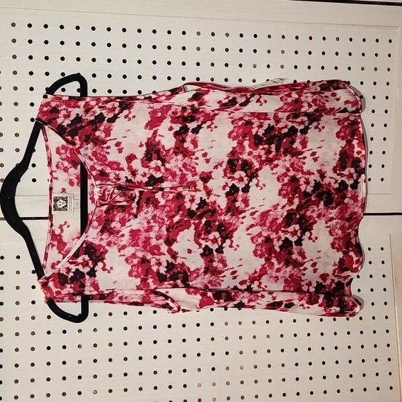 Anne Klein Size 12 NEW Sleeveless Split Neck with Tie Blouse Pink Floral NWT - Picture 1 of 5